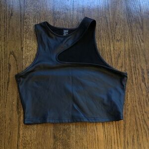 SHEIN Asymmetrical Stretch Sleeveless Faux Leather Crop Top